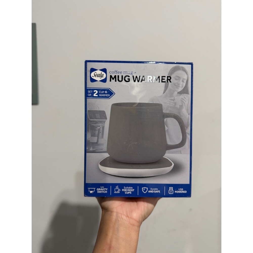 Sealy Coffee Mug + Mug Warmer Set Of 2 Durable And Safe NEW